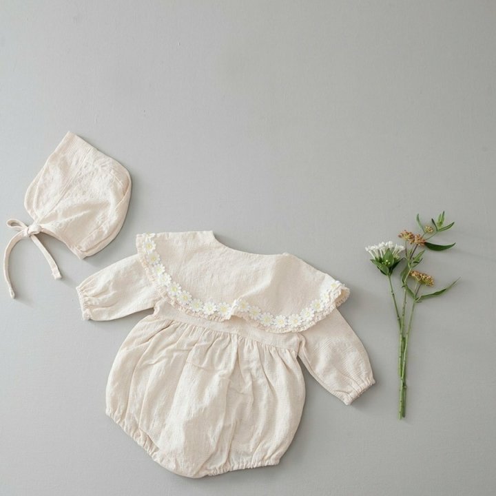 Lemonade - Korean Baby Fashion - #babyoutfit - Navi Flower Bonnet Suit - 7