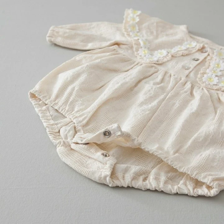 Lemonade - Korean Baby Fashion - #babyoutfit - Navi Flower Bonnet Suit - 8