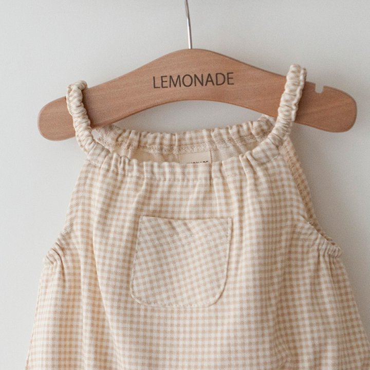 Lemonade - Korean Baby Fashion - #babywear - Check Suspenders Suit Bonnet Set - 5