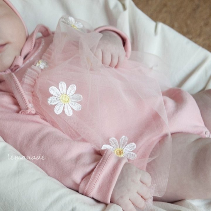 Lemonade - Korean Baby Fashion - #babywear - Dandelion Embroidery Bonnet Suit - 12