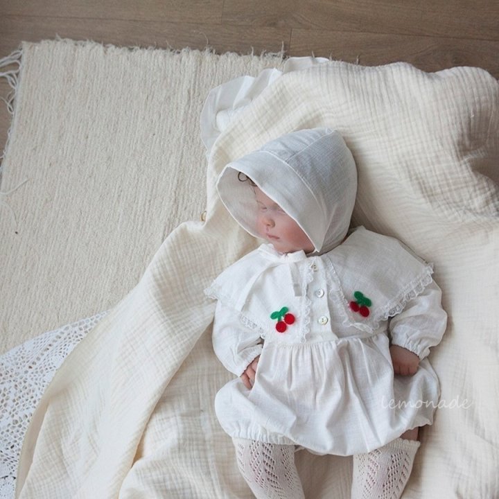 Lemonade - Korean Baby Fashion - #babywear - Navi Cherry Bonnet Suit - 10