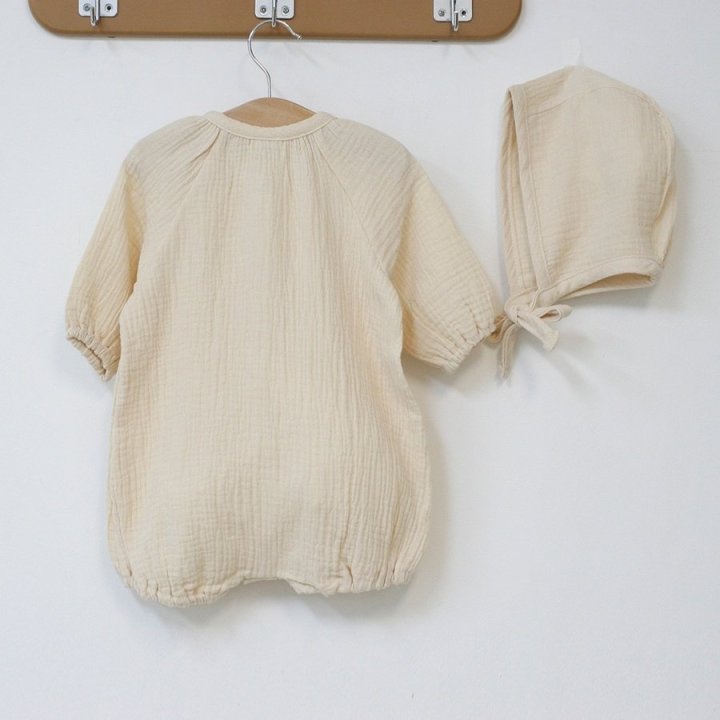 Lemonade - Korean Baby Fashion - #onlinebabyboutique - Latte Suit Bonnet Set - 7