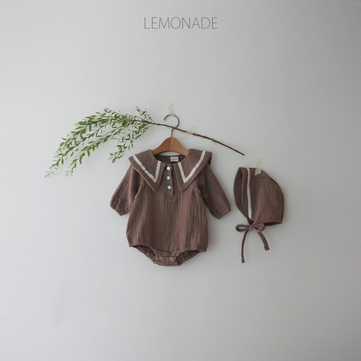 Lemonade - Korean Baby Fashion - #onlinebabyboutique - Mocha Bonnet Suit - 2
