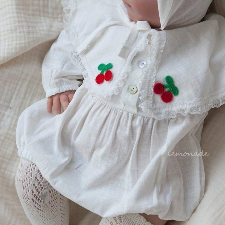 Lemonade - Korean Baby Fashion - #onlinebabyboutique - Navi Cherry Bonnet Suit - 11