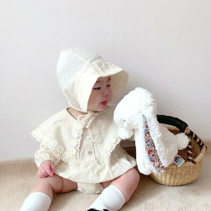 Lemonade - Korean Baby Fashion - #onlinebabyboutique - Navi Flower Bonnet Suit - 10