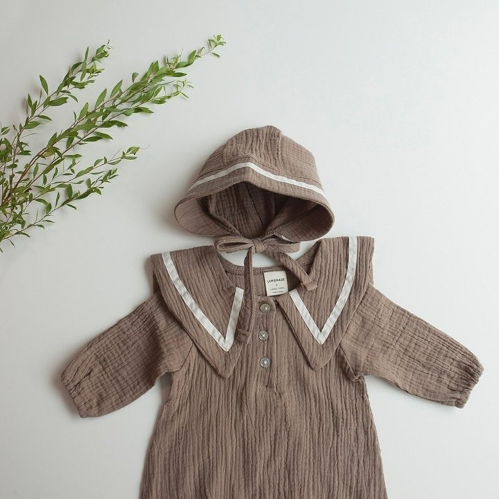 Lemonade - Korean Baby Fashion - #onlinebabyshop - Mocha Bonnet Suit - 3