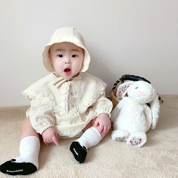 Lemonade - Korean Baby Fashion - #smilingbaby - Navi Flower Bonnet Suit - 12