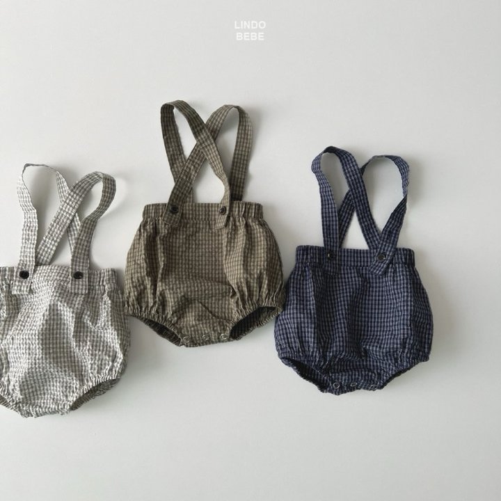 Lindo - Korean Baby Fashion - #babyboutique - Bebe Check Overalls Bloomer - 5