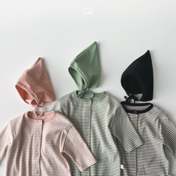 Lindo - Korean Baby Fashion - #babyclothing - Bebe Stripe Suit (Bonnet Set) - 2
