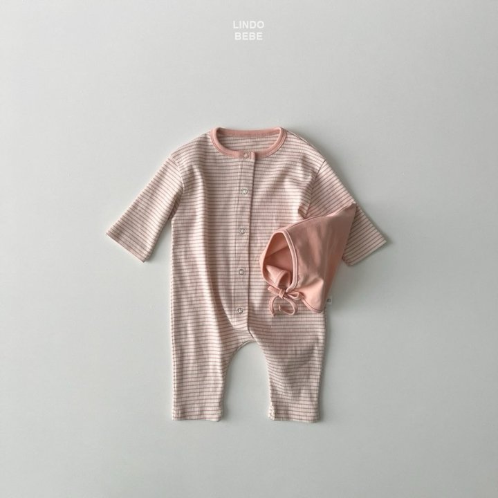 Lindo - Korean Baby Fashion - #babyfashion - Bebe Stripe Suit (Bonnet Set) - 3