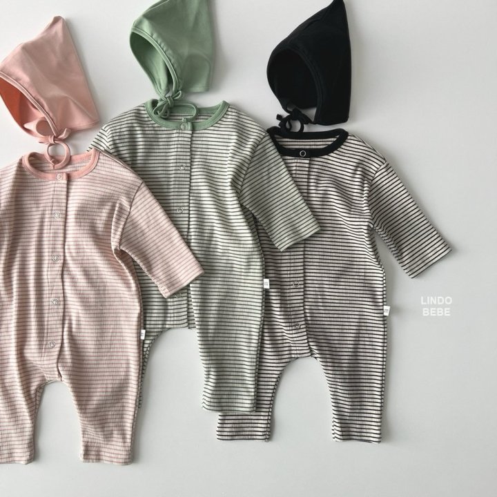 Lindo - Korean Baby Fashion - #babylifestyle - Bebe Stripe Suit (Bonnet Set) - 6