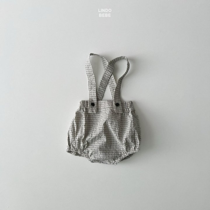 Lindo - Korean Baby Fashion - #onlinebabyboutique - Bebe Check Overalls Bloomer - 2