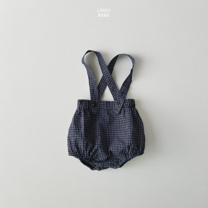 Lindo - Korean Baby Fashion - #onlinebabyshop - Bebe Check Overalls Bloomer - 4