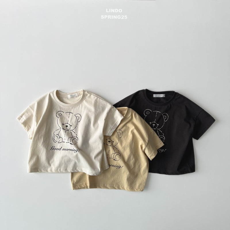 Lindo - Korean Children Fashion - #todddlerfashion - Morning Bear Short Sleeve Tee - 2