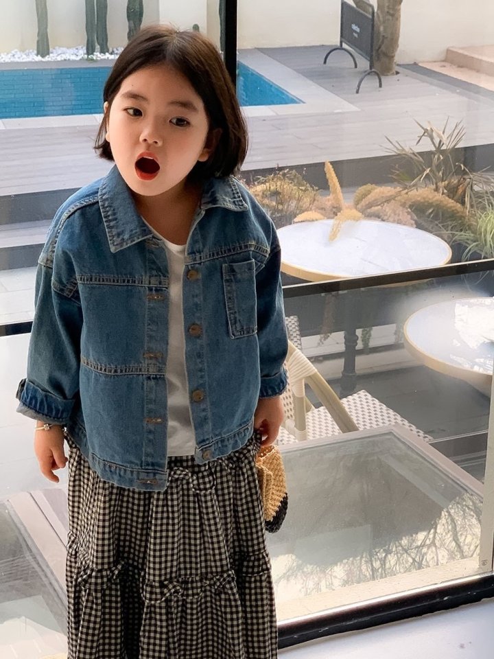 Little Rabbit - Korean Children Fashion - #childrensboutique - Maroon Denim Jacket - 3