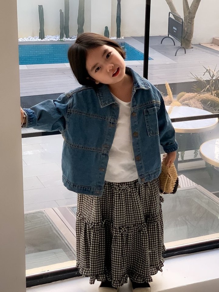 Little Rabbit - Korean Children Fashion - #discoveringself - Maroon Denim Jacket - 5