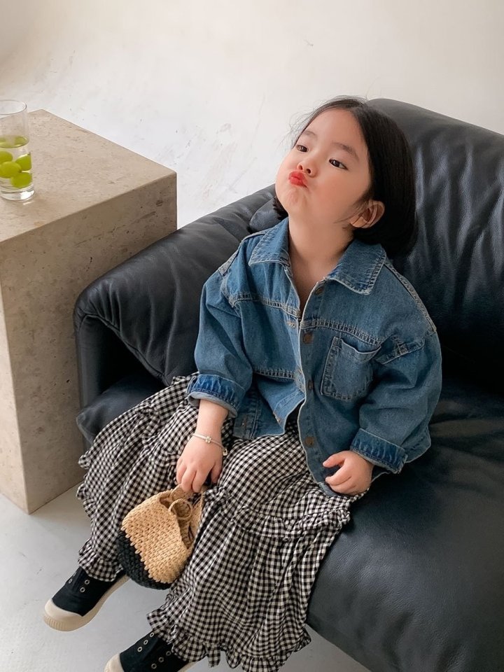 Little Rabbit - Korean Children Fashion - #kidsshorts - Maroon Denim Jacket - 7