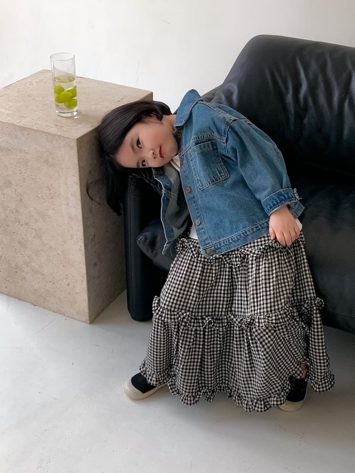 Little Rabbit - Korean Children Fashion - #kidsstore - Maroon Denim Jacket - 8