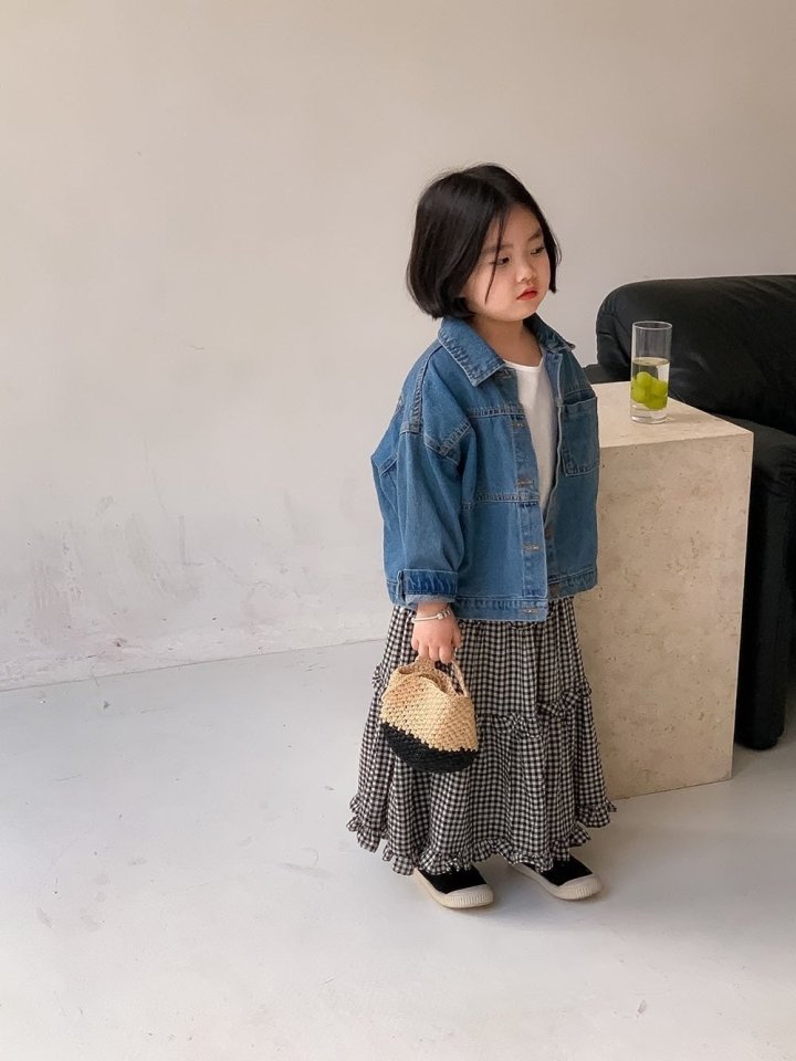 Little Rabbit - Korean Children Fashion - #kidzfashiontrend - Maroon Denim Jacket - 9