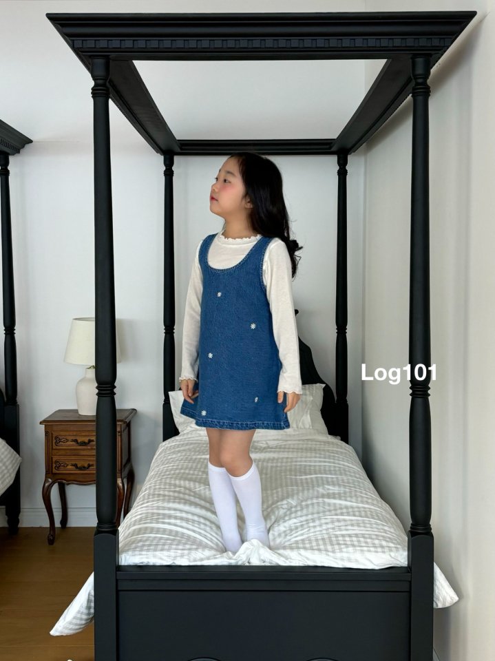 Log101 - Korean Children Fashion - #prettylittlegirls - Daisy Denim One-piece - 3