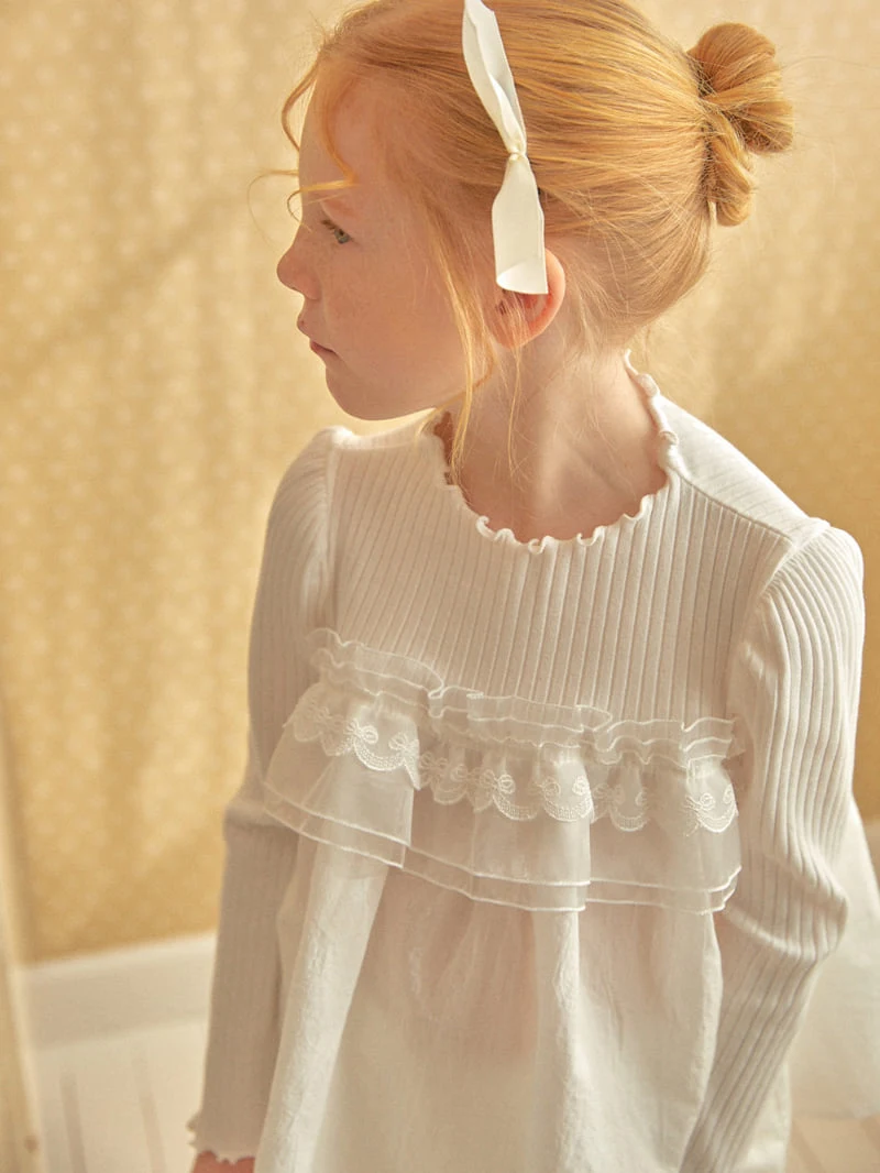 Lolobole - Korean Children Fashion - #todddlerfashion - Lace Combination Tee - 7