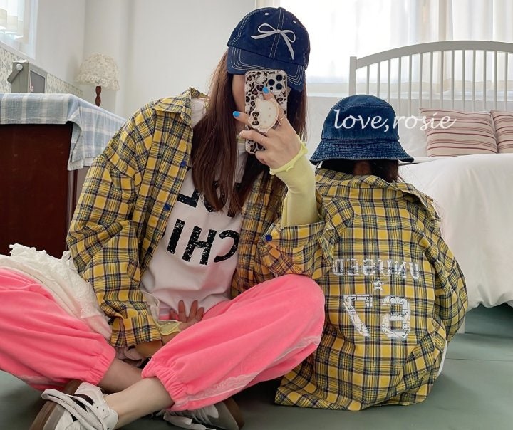 Love Rosie - Korean Women Fashion - #momslook - Lettering Check Shirt (with Mom)