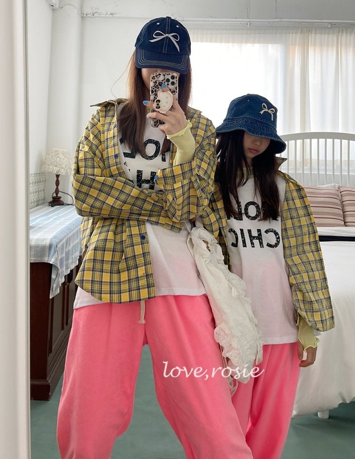 Love Rosie - Korean Women Fashion - #momslook - Lettering Check Shirt (with Mom) - 3