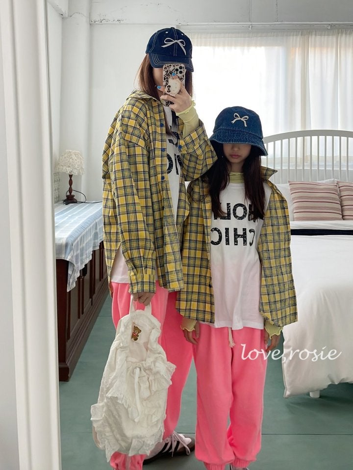 Love Rosie - Korean Women Fashion - #momslook - Lettering Check Shirt (with Mom) - 5