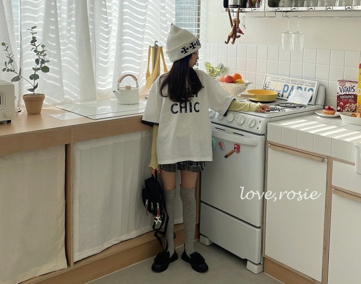 Love Rosie - Korean Women Fashion - #thatsdarling - Chic Short Sleeve Lace Boxy Tee (with Mom) - 5