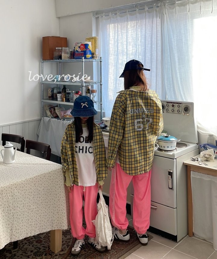 Love Rosie - Korean Women Fashion - #womensfashion - Lettering Check Shirt (with Mom) - 12
