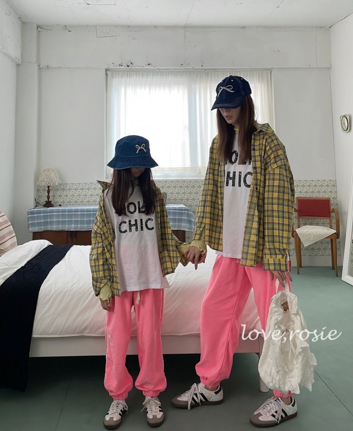 Love Rosie - Korean Women Fashion - #womensfashion - Lettering Check Shirt (with Mom) - 6