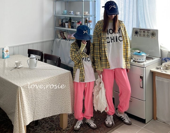 Love Rosie - Korean Women Fashion - #womensfashion - Lettering Check Shirt (with Mom) - 8