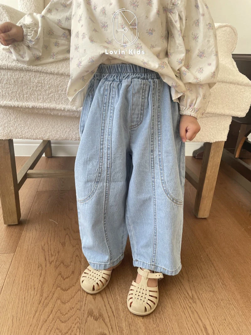 Lovin - Korean Baby Fashion - #babyoutfit - Two-slit Denim Pants - 5