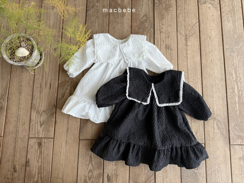 Mac - Korean Baby Fashion - #babygirlfashion - Jacquard Big Collar One-piece - 11