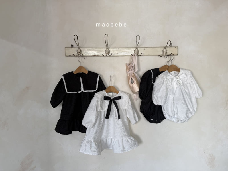 Mac - Korean Baby Fashion - #babylifestyle - Jacquard Big Collar One-piece - 12