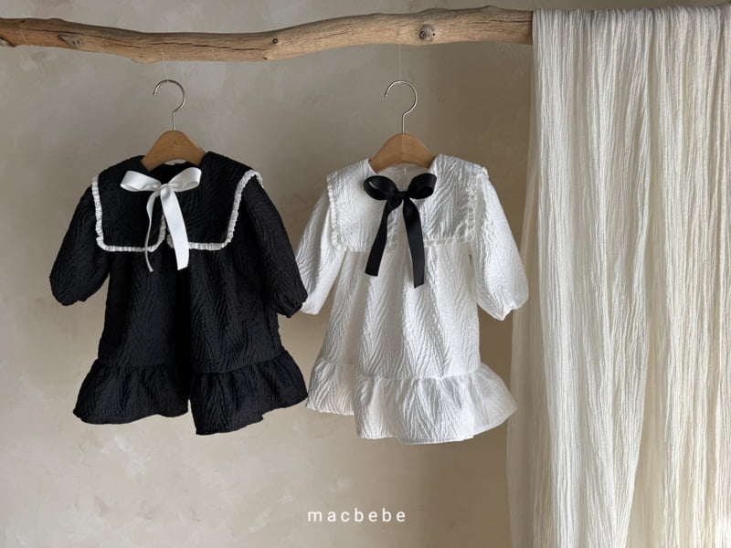 Mac - Korean Baby Fashion - #babyoutfit - Jacquard Big Collar One-piece