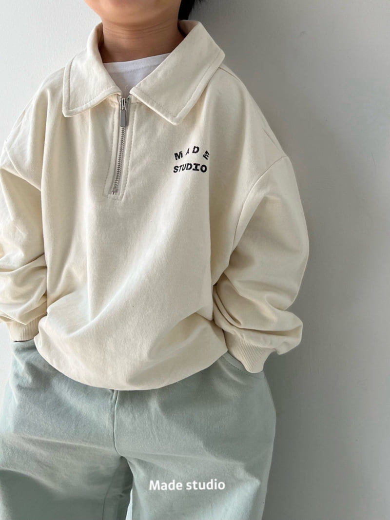 Made Studio - Korean Children Fashion - #childofig - Half Zip-Up Collar Tee - 7