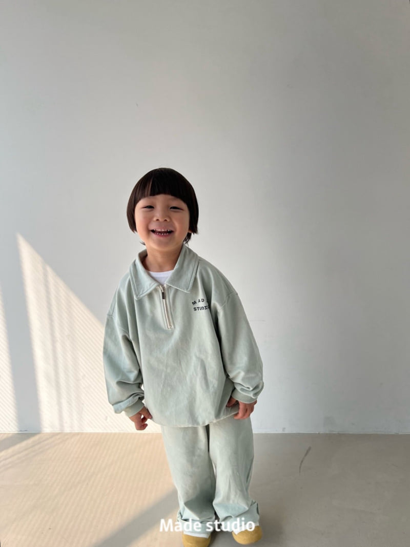 Made Studio - Korean Children Fashion - #childrensboutique - Half Zip-Up Collar Tee - 8