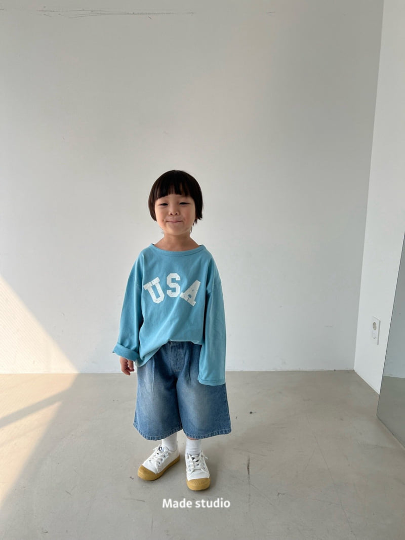 Made Studio - Korean Children Fashion - #fashionkids - Blue Half Pants - 3