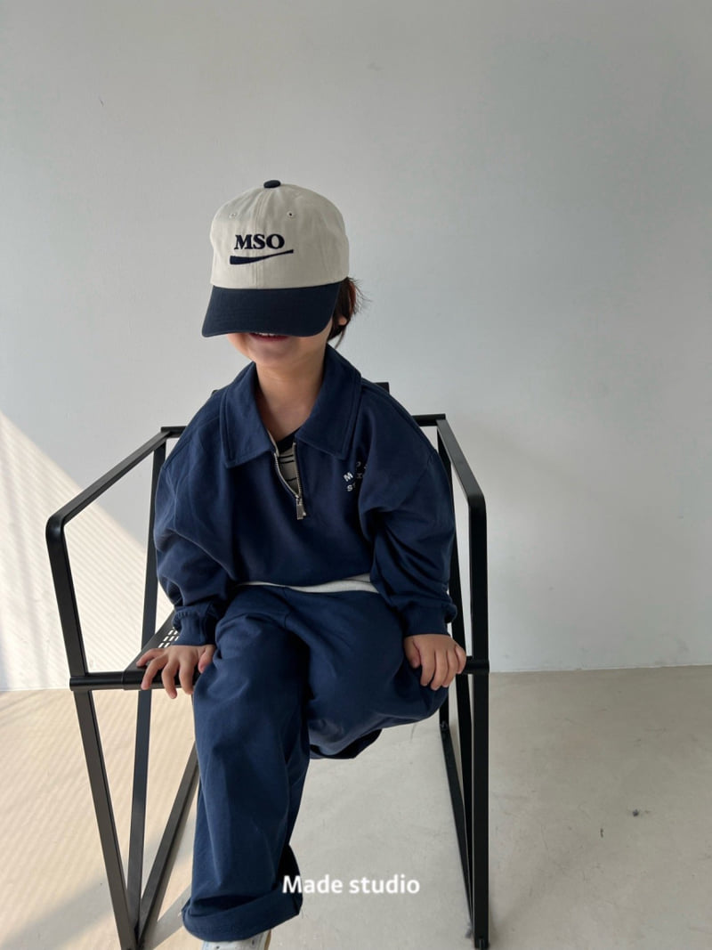 Made Studio - Korean Children Fashion - #kidsshorts - Half Zip-Up Collar Tee - 12