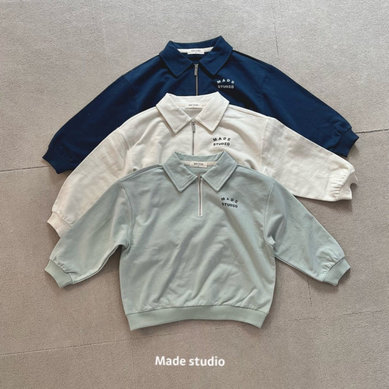 Made Studio - Korean Children Fashion - #magicofchildhood - Half Zip-Up Collar Tee