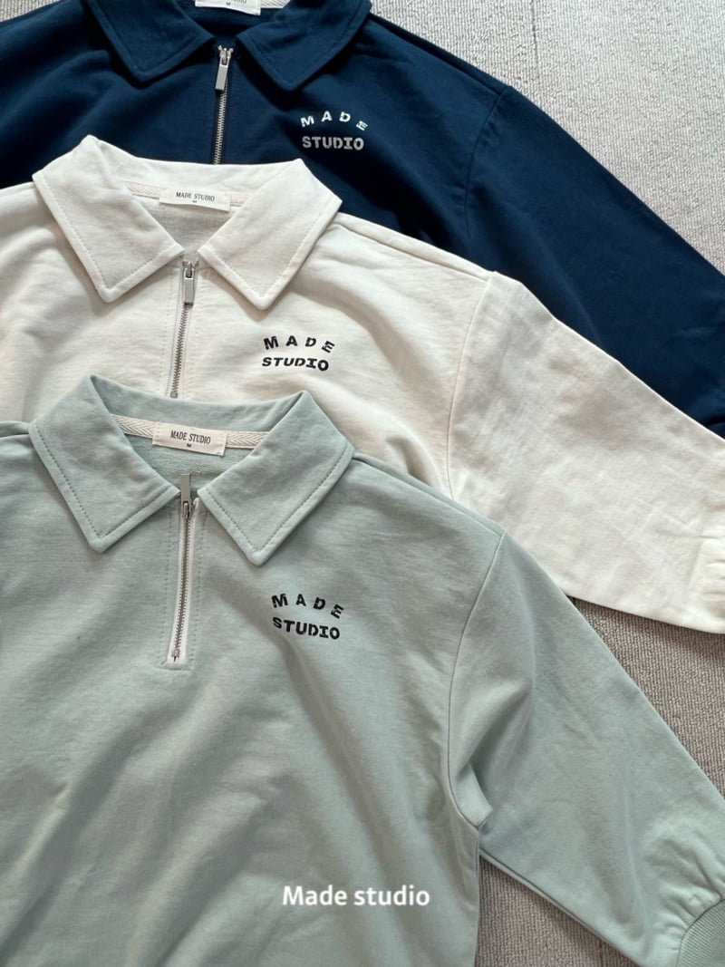 Made Studio - Korean Children Fashion - #minifashionista - Half Zip-Up Collar Tee - 2