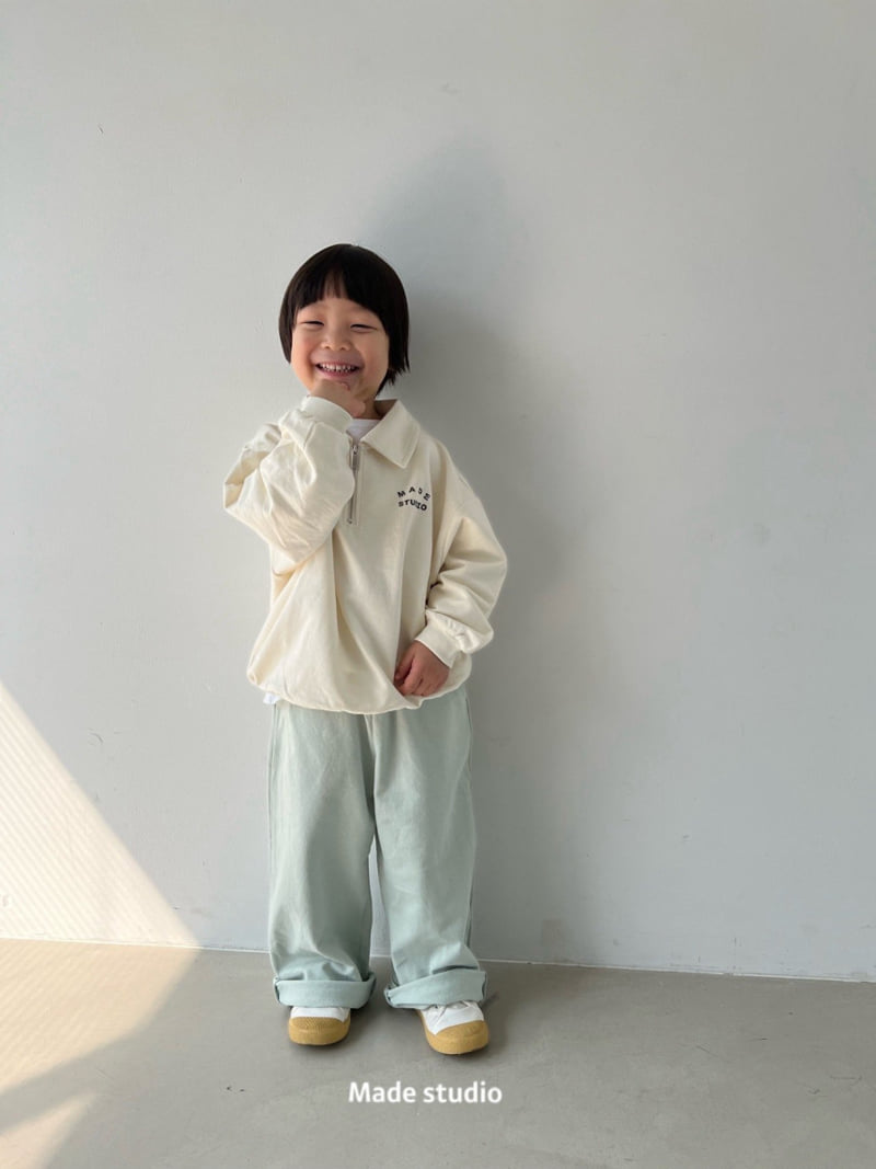 Made Studio - Korean Children Fashion - #stylishchildhood - Half Zip-Up Collar Tee - 6