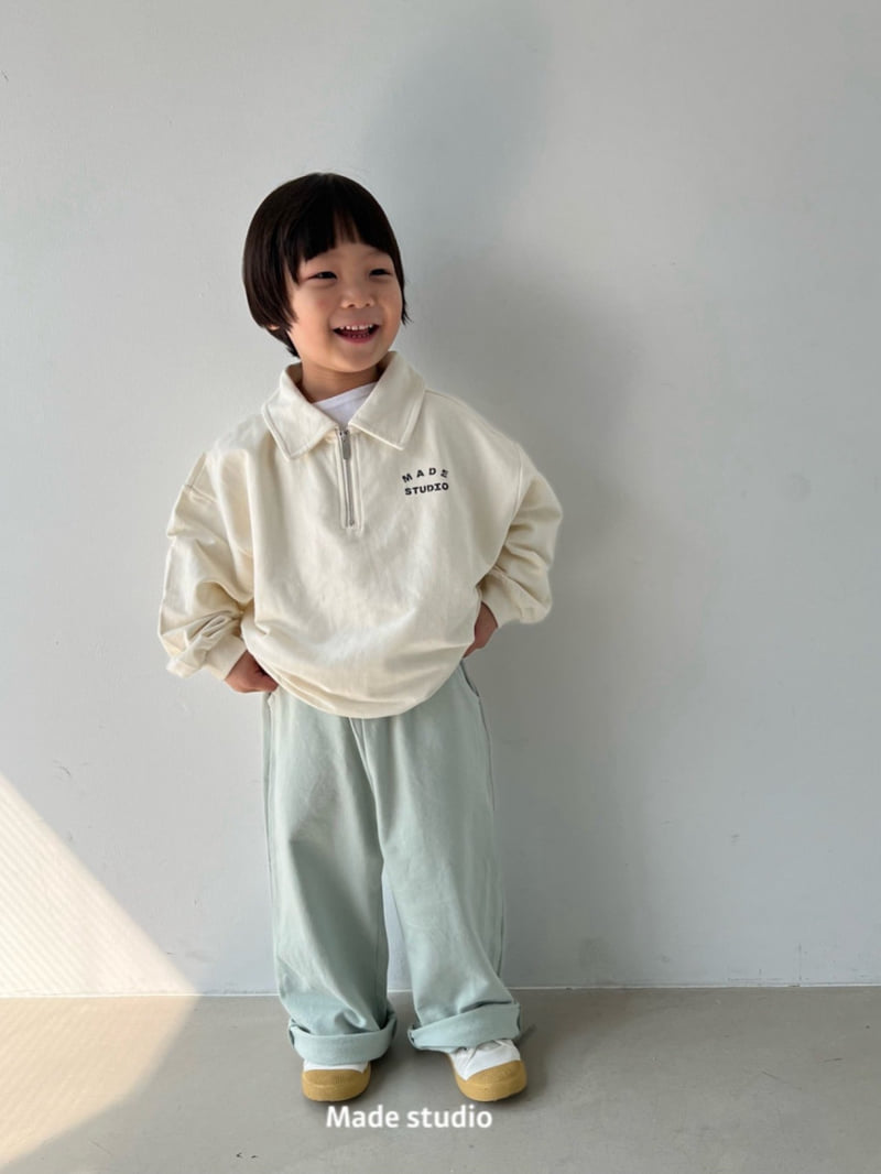 Made Studio - Korean Children Fashion - #prettylittlegirls - Half Zip-Up Collar Tee - 4