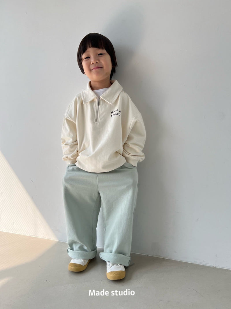 Made Studio - Korean Children Fashion - #toddlerclothing - Half Zip-Up Collar Tee - 5
