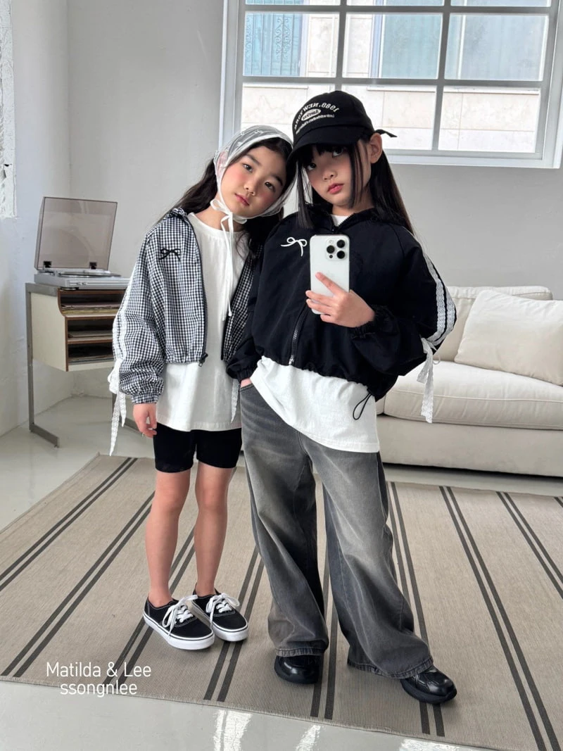 Matilda & Lee - Korean Children Fashion - #Kfashion4kids - Ribbon Lace Hooded Check Jumper - 3