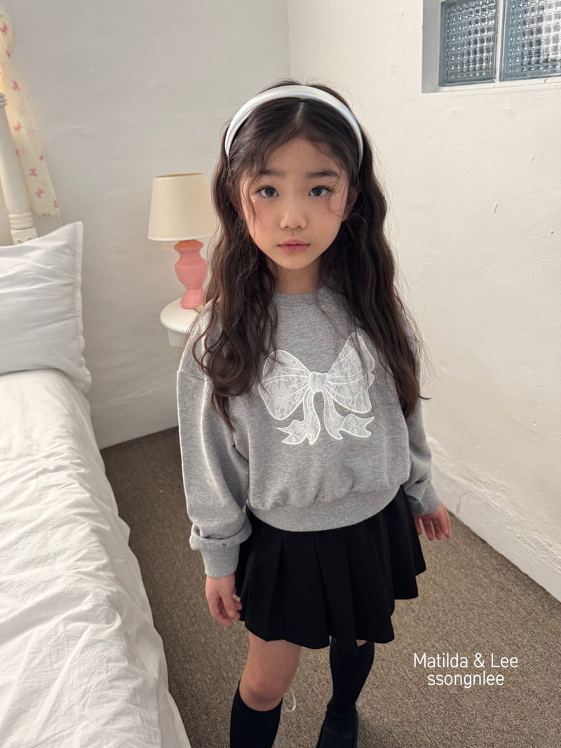 Matilda & Lee - Korean Children Fashion - #discoveringself - Lace Ribbon Crop Sweatshirts - 5