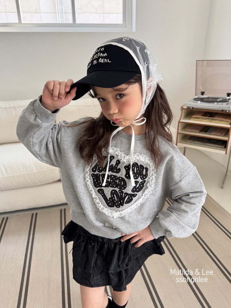 Matilda & Lee - Korean Children Fashion - #fashionkids - Heart Lace Crop Sweatshirts - 5