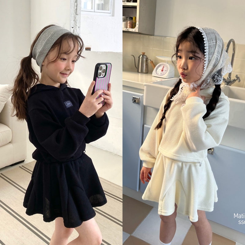 Matilda & Lee - Korean Children Fashion - #fashionkids - Ribbed Hooded Skirt Set