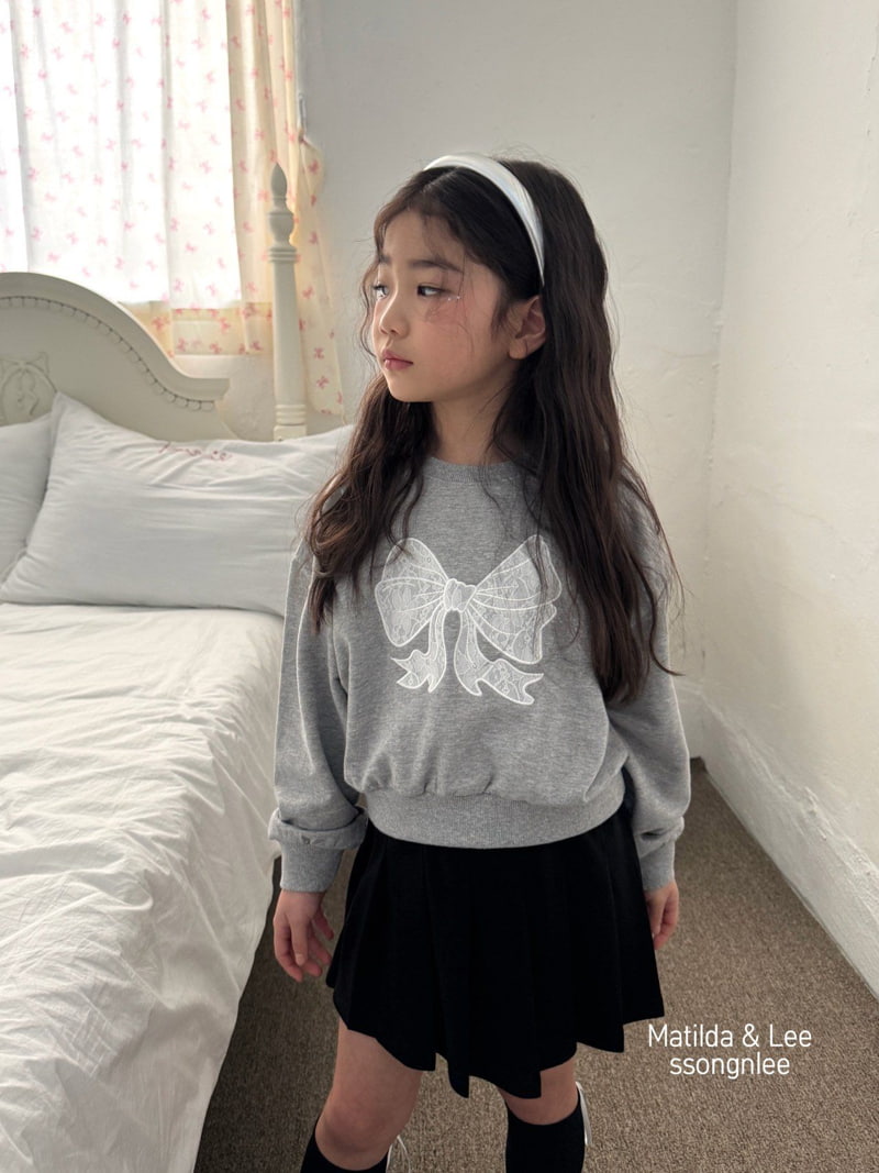 Matilda & Lee - Korean Children Fashion - #fashionkids - Lace Ribbon Crop Sweatshirts - 6